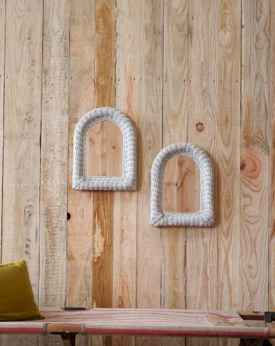 Georges, la paire de miroirs en rotin N°902