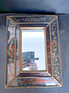 glace Miroir ancien biseauté  en  Verre Peint inverse facon Italien venitien
