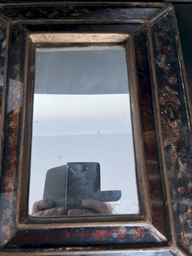 glace Miroir ancien biseauté  en  Verre Peint inverse facon Italien venitien