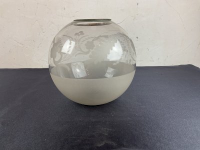 GLOBE DE LAMPE A PETROLE EN VERRE DÉCOR FLORAL