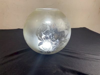 GLOBE DE LAMPE A PETROLE EN VERRE DÉCOR FLORAL
