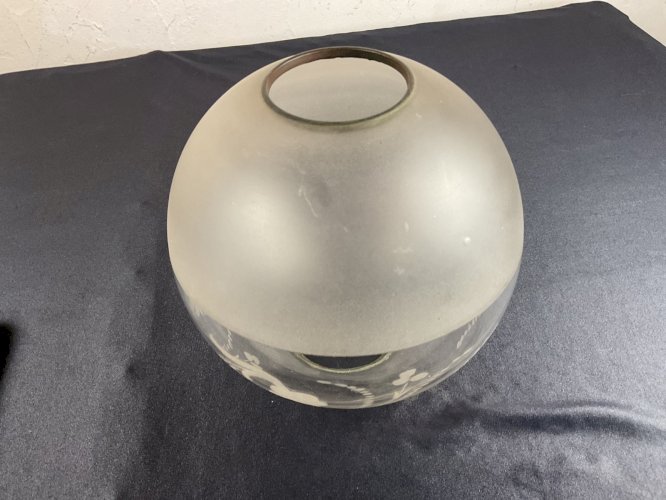 GLOBE DE LAMPE A PETROLE EN VERRE DÉCOR FLORAL