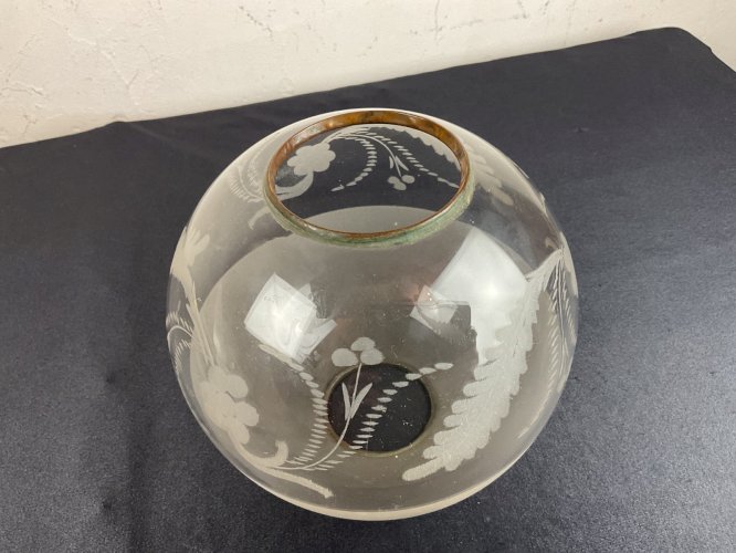 GLOBE DE LAMPE A PETROLE EN VERRE DÉCOR FLORAL