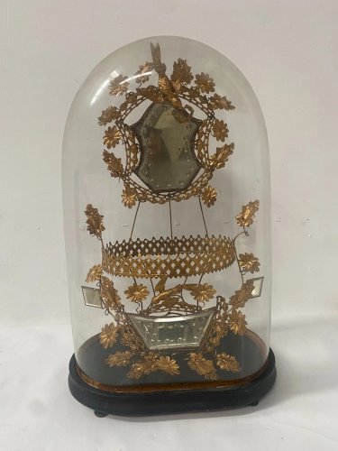 Globe de Mariée ancien en verre soufflé XIX siècle