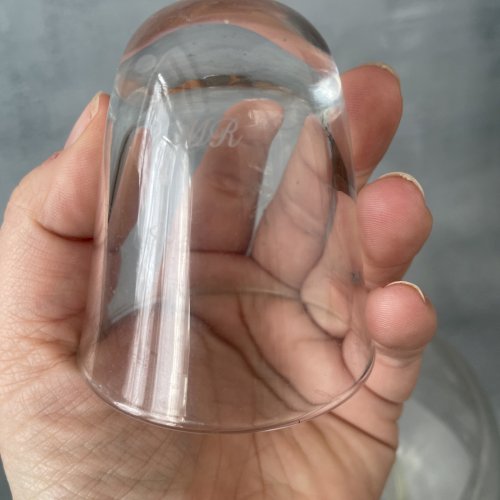 Gobe mouches ancien / piège à mouches / guêpes en verre tripode Haut. 17 cm