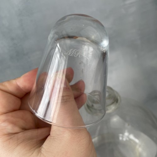 Gobe mouches ancien / piège à mouches / guêpes en verre tripode Haut. 17 cm