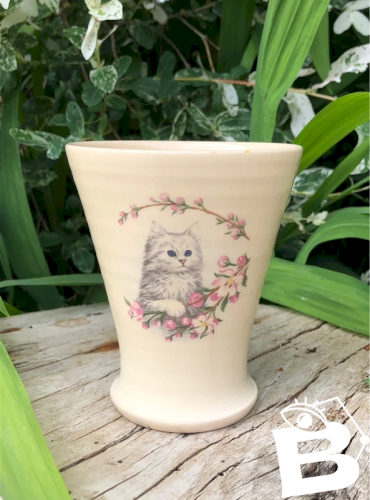 Gobelet vintage en céramique motif chat