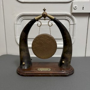 Gong de table anglais en métal et cuivre XIXe M3944