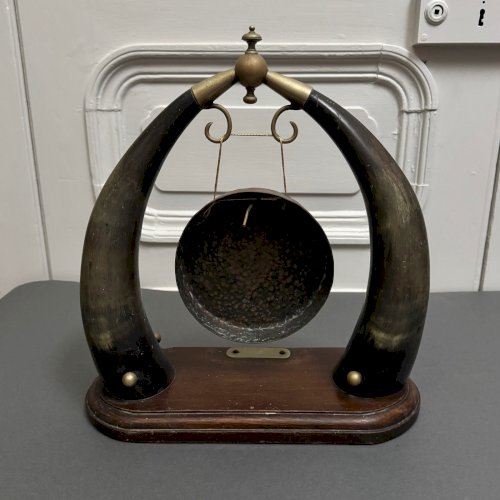 Gong de table anglais en métal et cuivre XIXe M3944