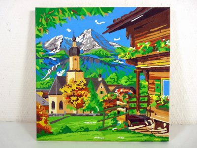 Naïve Brazilian gouache art XX° VIEW of a VILLAGE signed Carlito Menezes de Sousa