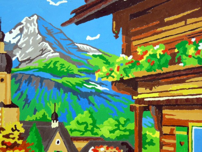 Gouache art naïf brésilien XX° VUE d'un VILLAGE signée Carlito Menezes de Sousa