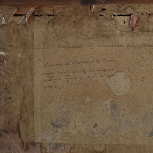 Gouache sur papier cimetière fleuri des Bénédictines de Craon 1945 A5706