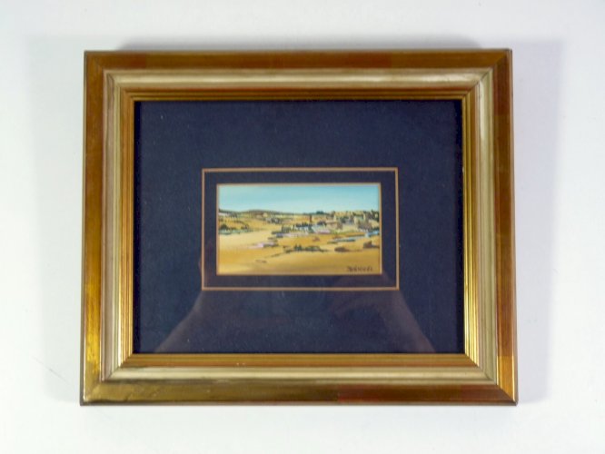 Gouache sur papier Ecole Suisse XX° PAYSAGE DE MARRAKECH par Dénoel signature