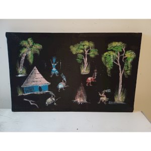 Gouache on African Canvas signed: BANAT