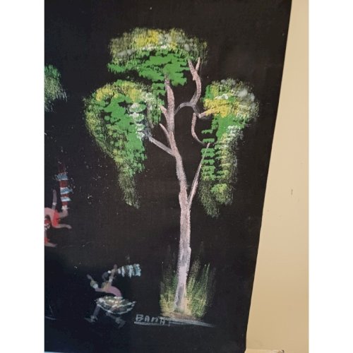 Gouache sur Toile Africaine signée : BANAT