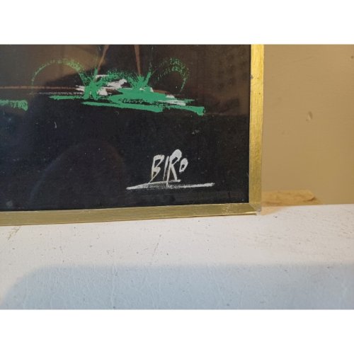 Gouache sur Toile Africaine signée : BIRO