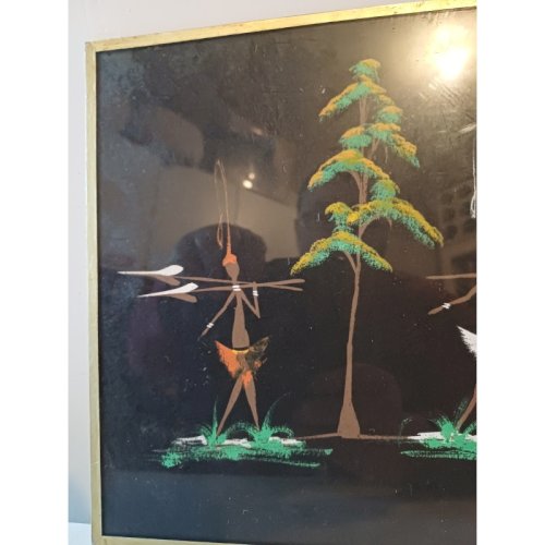 Gouache sur Toile Africaine signée : BIRO