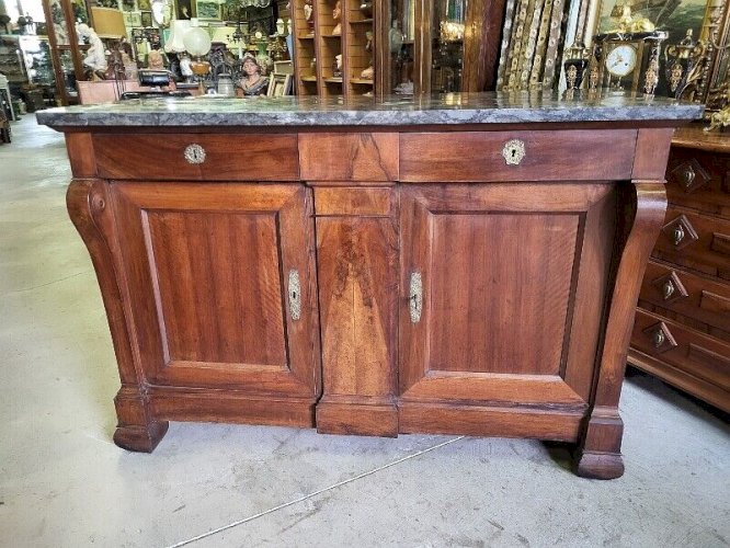 GRAND BAHUT 2 PORTES 2 TIROIRS EN NOYER EPOQUE RESTAURATION A CROSSE