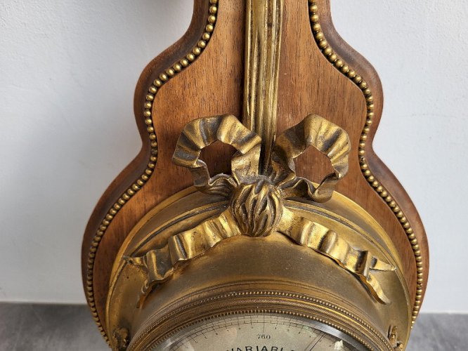 GRAND BAROMETRE EN BRONZE ET BOIS STYLE LOUIS XVI PHBN