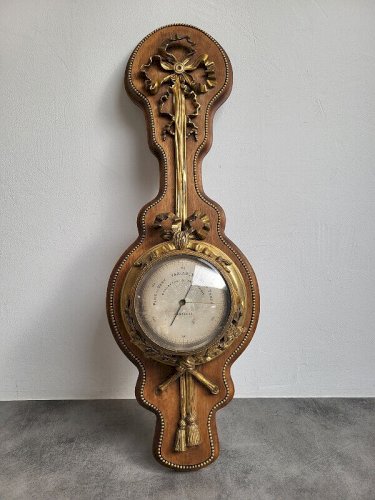 GRAND BAROMETRE EN BRONZE ET BOIS STYLE LOUIS XVI PHBN