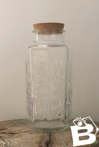 Grand bocal rétro vintage motifs fruits en relief