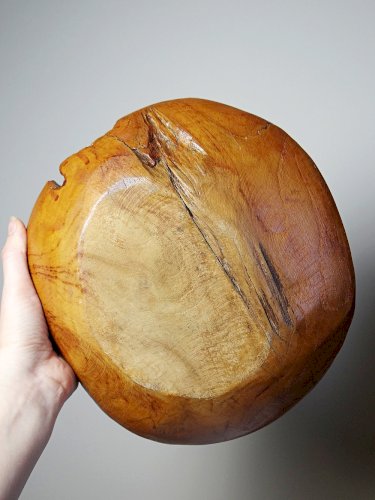 Grand bol à noix ou vide poche vintage en bois de Teck Italie années 60-70