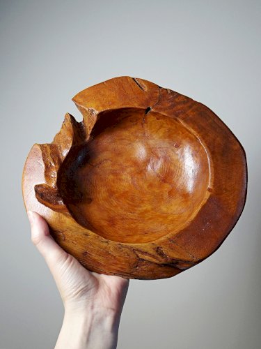 Grand bol à noix ou vide poche vintage en bois de Teck Italie années 60-70