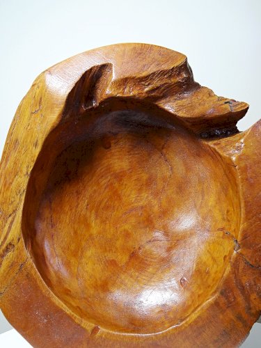 Grand bol à noix ou vide poche vintage en bois de Teck Italie années 60-70