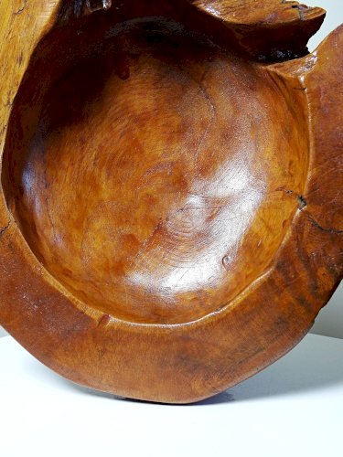 Grand bol à noix ou vide poche vintage en bois de Teck Italie années 60-70