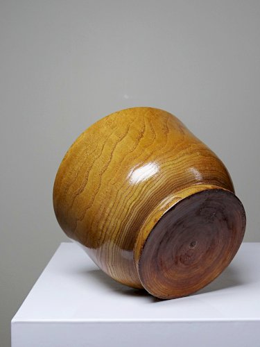 Grand bol vintage bois tourné sur socle