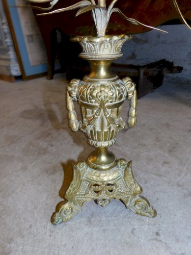 GRAND BOUGEOIR A FLEURS AVEC 5 BOUGEOIRS EN BRONZE