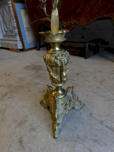 GRAND BOUGEOIR A FLEURS AVEC 5 BOUGEOIRS EN BRONZE