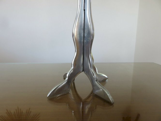 GRAND BOUGEOIR SCANDINAVE EN ALUMINIUM MASSIF DE STYLE BAROQUE ANNEES 80 VINTAGE