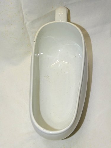 -GRAND BOURDALOUE CERAMIQUE MOULIN DES LOUPS POT DE CHAMBRE FEMININ XIXe   D