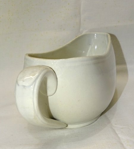 -GRAND BOURDALOUE CERAMIQUE sans marque apparente POT DE CHAMBRE FEMININ XIXe  D