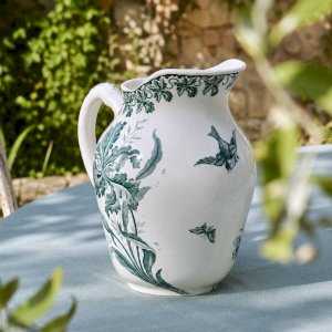 Large jug / pitcher from the 19th century, ironstone, bird signed Moulin des Loups.