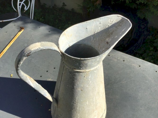Grand  broc de jardin pichet en zinc 40cm de haut déco champêtre