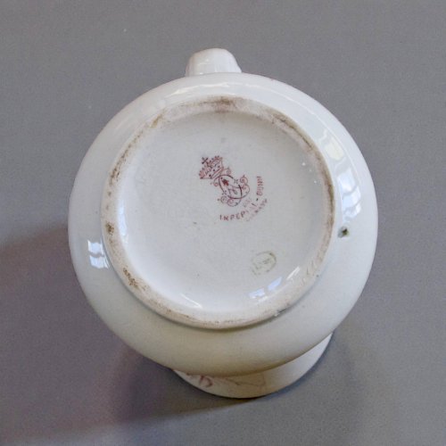 Grand broc de toilette ancien du XIXe terre de fer rose Imperial Bonn