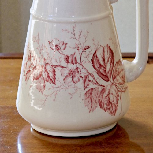 Grand broc de toilette ancien du XIXe terre de fer rose Imperial Bonn