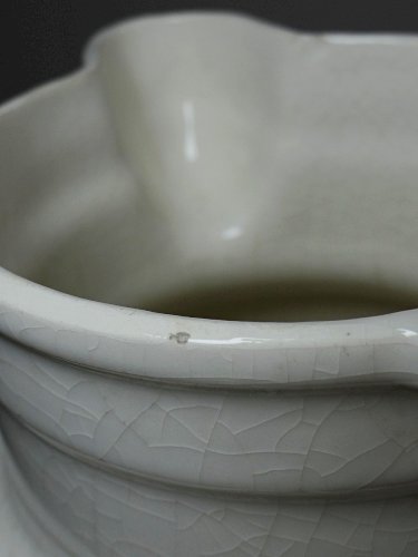 Grand broc de toilette art déco ancien faïence craquelée