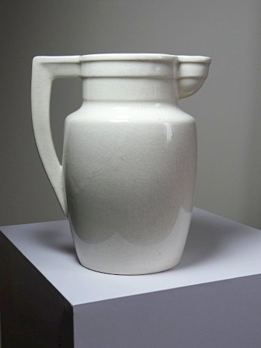 Grand broc de toilette art déco ancien faïence craquelée