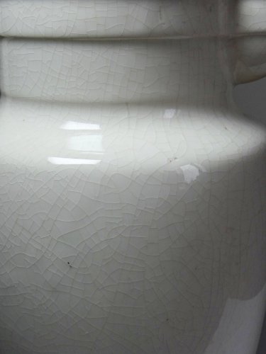 Grand broc de toilette art déco ancien faïence craquelée