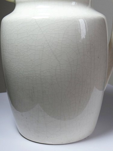 Grand broc de toilette art déco ancien faïence craquelée
