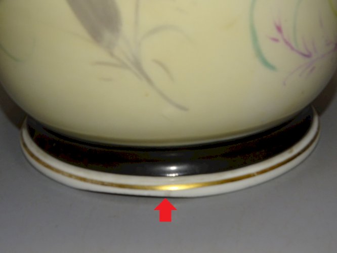 -GRAND CACHE POT PORCELAINE NAPOLEON III  MESANGE BLEUE PAPILLON FLEURS     D