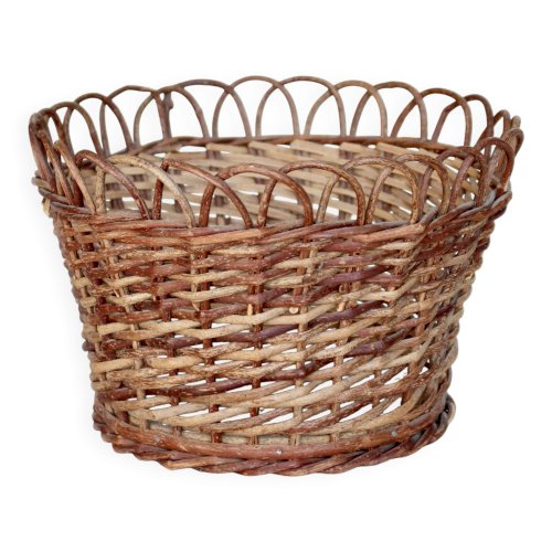 Grand cache-pot vintage en rotin tressé