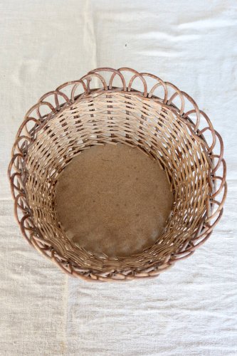 Grand cache-pot vintage en rotin tressé