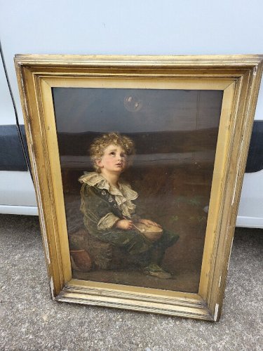 GRAND CADRE CHROMO SOUS VERRE D'APRES SIR JOHN EVERETT MILLAIS