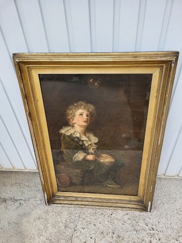 GRAND CADRE CHROMO SOUS VERRE D'APRES SIR JOHN EVERETT MILLAIS
