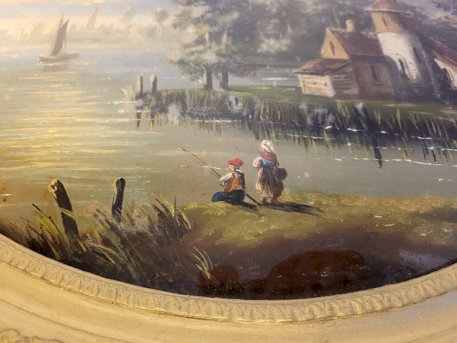 GRAND CADRE FIXE SOUS VERRE ANCIEN