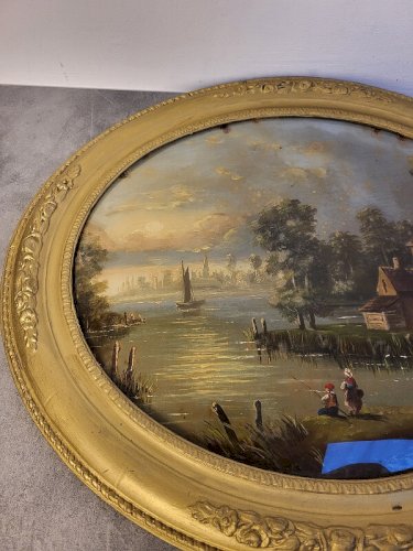 GRAND CADRE FIXE SOUS VERRE ANCIEN